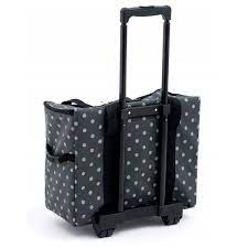 Sewing Machine Trolley Bag: Matt PVC: Charcoal Polka Dot